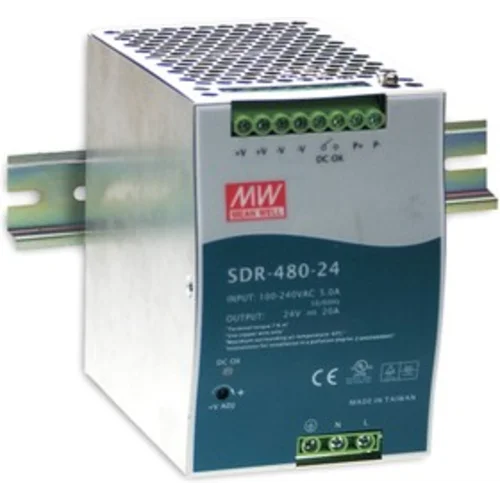 SDR-480-24 Мощный блок питания на DIN-рейку, 24В, 20А, 480Вт Mean Well